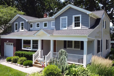 Example of a transitional exterior home design in New York