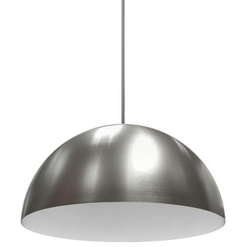 Domos Pendant 16" dia. Satin Nickel WithWhite Interior E26 Socket