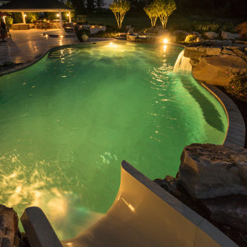 Custom Natural Swimming Pool- Boulders & Waterfalls