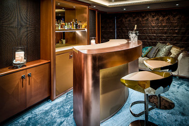Trendy carpeted seated home bar photo in Amsterdam