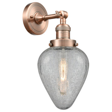 Geneseo 1-Light Sconce, Antique Copper, Clear Crackle