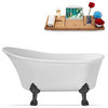 55" Streamline N346BGM-IN-WH Clawfoot Tub and Tray With Internal Drain