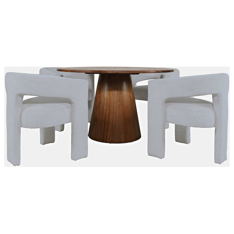 Gwen Luxury Mid-Century Modern Five Piece Dining Set with Upholstered Chairs