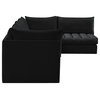 Jacob Velvet Upholstered 5-Piece L-Shaped Modular Sectional, Black