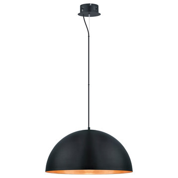 1x22.5W LED Pendant With Black and Gold Finish, 23.63", 23.63"