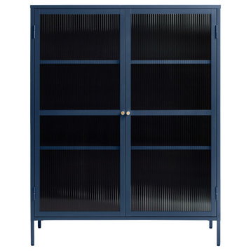 Metal & Glass 55" Display Cabinet, Blue