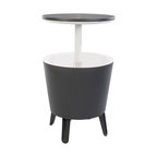 Keter Cool Bar Patio Beverage Cooler Bar Table With Lift Top, Grey