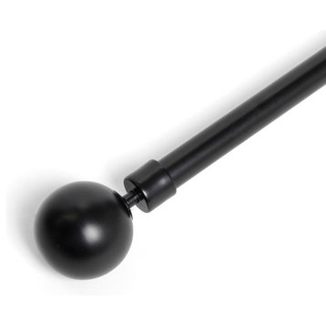 Metal Ball Single Curtain Rod, Black, 48" W X 84" L