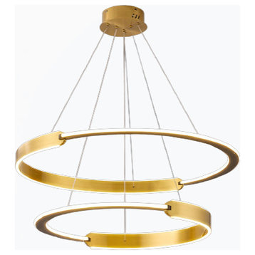 Modern gold ring led chandelier for living room, dining room, bedroom, bar, 15.8*23.6"