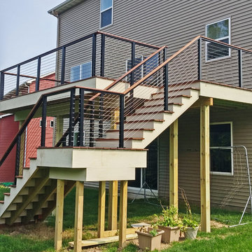 Woodsbury, MN: Black Aluminum Posts & Inline Support for Customer Top Rail