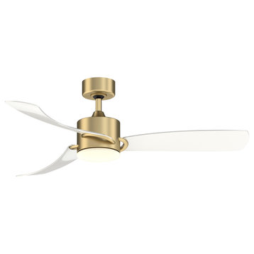 SculptAire, 52" Brushed Satin Brass With Clear Blades and LED Light