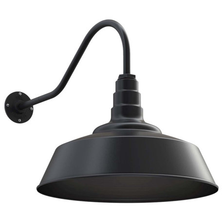 20" Steel Shade, 23" Gooseneck Barn Light, Matte Black Inlay, Standard - No Bulb