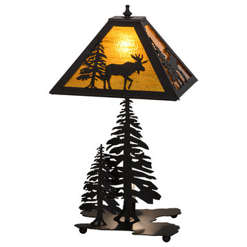 21 High Lone Moose W/Lighted Base Table Lamp