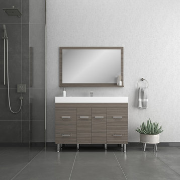 Ripley Collection 48" Single Modern Bathroom Vanity Set, Gray