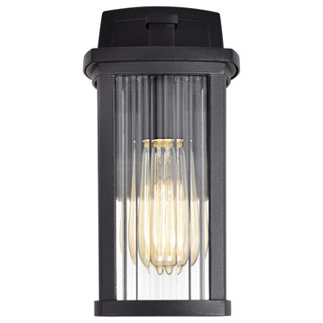 CHLOE Lighting EVIE Transitional 1-Light Textured Black Outdoor Wall Sconce