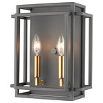 Z-Lite - Titania 2-Light Wall Sconce, Bronze/Olde Brass - Enjoy an enticing blend of geometric architectural style with a traditional romantic accent that makes this two-light wall sconce a perfect choice. Warm finishes of bronze and olde brass add a richness to a boxy modern silhouette and enhance the sensual look of candelabra-style bulb bases.
