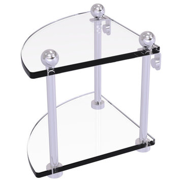 Two-Tier Corner Glass Shelf, Satin Chrome