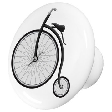 Retro Bicycle Big Front Tire Ceramic Cabinet Drawer Knob