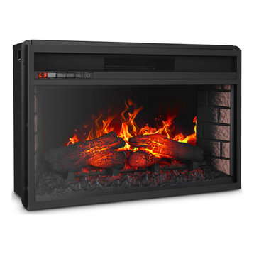 26" Electric Insert Fireplace Heater Timer Flame with Remote, Black