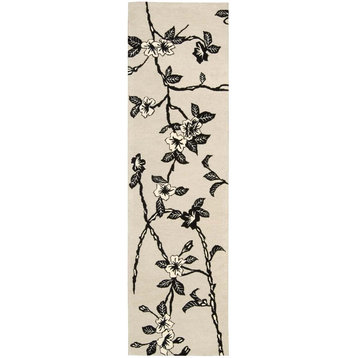 Nourison Modern Elegance lh08 Floral Rug, Black/White, 2'3"x8'0" Runner