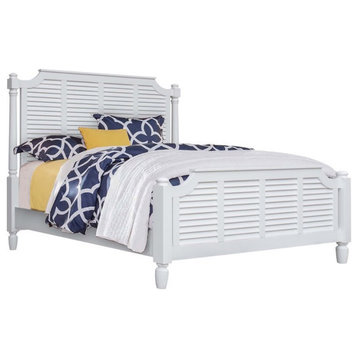 Sunset Trading Shutter Design Coastal Wood Queen Bed in White