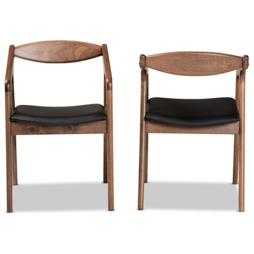Baxton Studio Black Faux Leather Wood 2-Piece Dining Chair Set