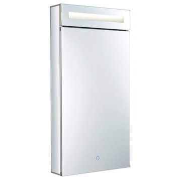 Bathroom LED Medicine Cabinet, Recessed/Surface Mount, 15"x30", Right Hand