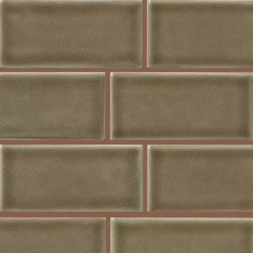 Artisan Taupe Glazed Handcrafted 3X6 Subway Tile, 10 Sft