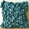 Blue Satin 12"x12" Vintage Style Ruffles Pillowcases, Vintage Teals