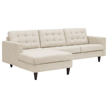 Modway Empress Upholstered Fabric Left-Facing Sectional Sofa in Beige