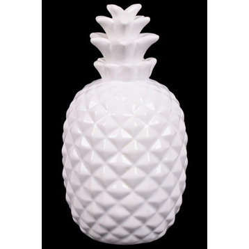 Bahama Ceramic Pineapple Figurine, Gloss White