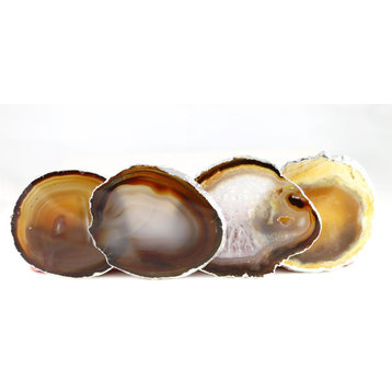 Natural Agate Coasters (Set of 4), Silver