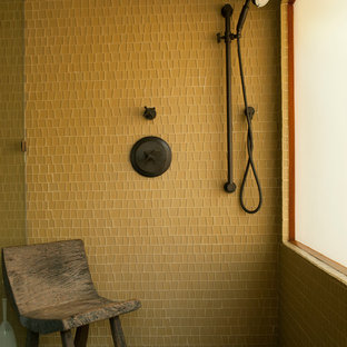 Beach glass tile shower
