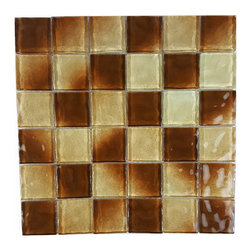 Abolos - Watermarks 2 in x 2 in Textured Glass Swimming Pool Mosaic in Glossy Chocolate - Mosaic Tile