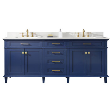 80" Double Sink Vanity Cabinet, Blue