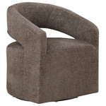 OSP Home Furnishings - Devin Swivel Chair in Charcoal - A beautiful view from every angle, our Upholstered Swivel Accent Chair embraces an ultra-modern sophistication and chic confidence via a classic open back, barrel design. The 360? panoramic swivel allows for relaxed conversation and blissful television watching. Its minimal footprint design is ideal for small-space living. Sinuous spring support adds comfort and long-lasting durability. Arrives fully assembled for even more relaxed bliss!