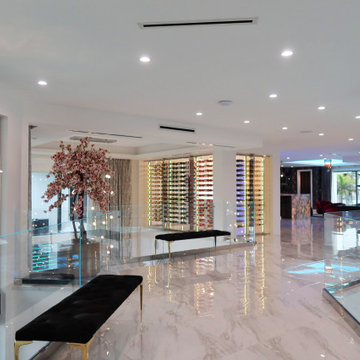 Chrome and Cable Wine Racking with Acrylic Hooks - Boca Raton, FL