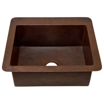 Undemount Kitchen Copper Sink Single Basin, Without Matching Solid Copper Drain