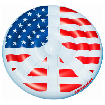 Red and Blue Stars Stripes Peace Sign Swimming Pool Float 60"