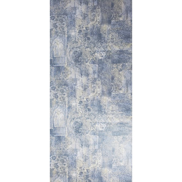 Wallpaper Rustic Blue faux vintage Rug Textured Moroccan Boho, 27 Inc X 33 Ft Ro