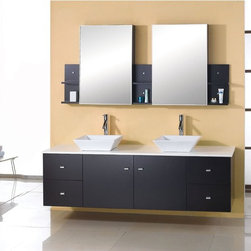 60" Solid Oak Double Sink Vanity - Dark Espresso ag-x013 - Bathroom Vanities And Sink Consoles
