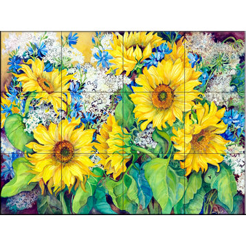 Tile Mural, Here Comes The Sun by Joanne Porter