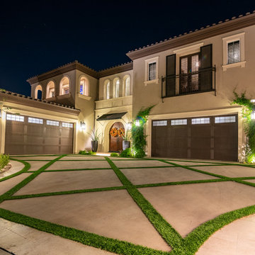 Modern Swimming Pool, Spa, Sunken Firepit, Outdoor Shower, and Beach Entry