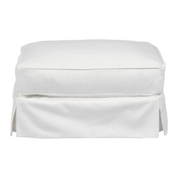 Sunset Trading Americana Slipcovered Ottoman  - Performance White - Slipcovers And Chair Covers