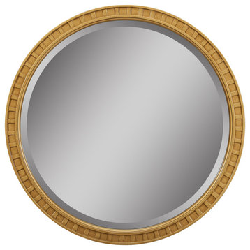 Dauphin Round Gold Accent Wall Mirror, Golden Oak