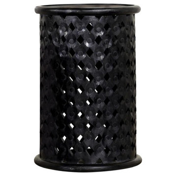Coaster Krish 24-inch Round Coastal Wood Accent Table Black Stain