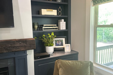 Example of a transitional family room design in Atlanta