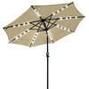 LAGarden Outdoor Patio 32 Led 8 Ribs Solar Powered Umbrella Crank Tilt, Beige