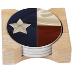 Counter Art - CounterArt Texas Flag Design Absorbent Coasters in Wooden Holder, Set of 4 - Set of 4 absorbent coasters in wooden display holder