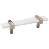 Sietto Adjustable 5.5" White Glass Bar Pull With Satin Nickel Base